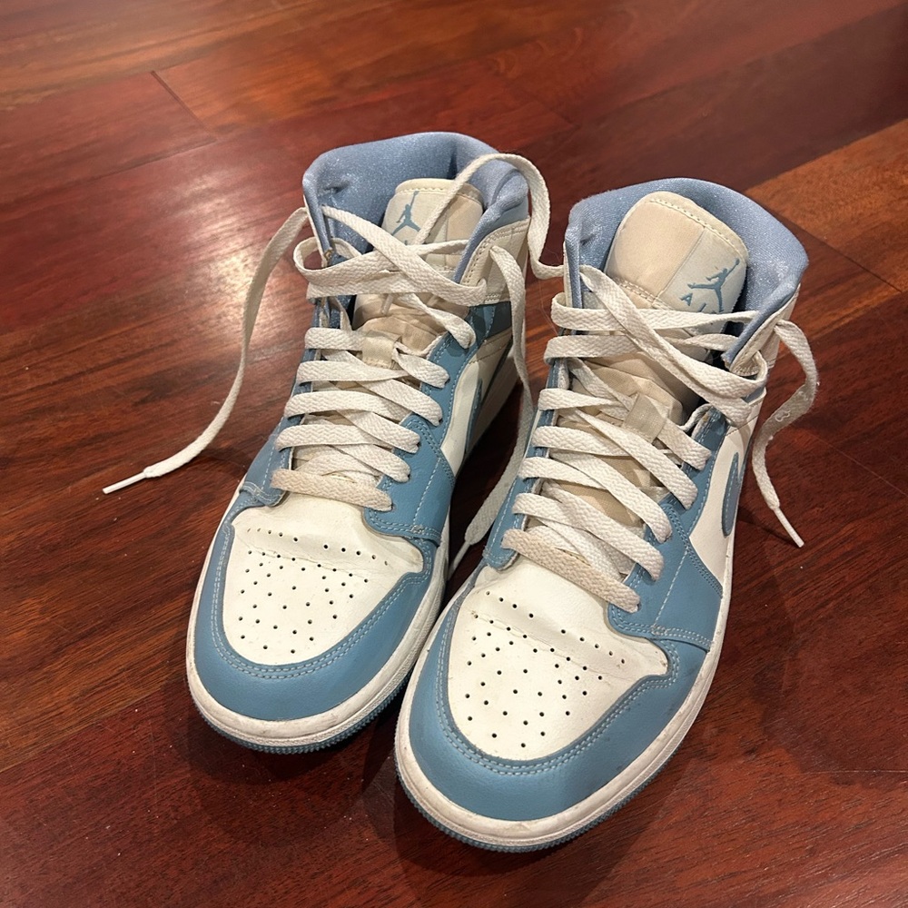 Air Jordan High-Top Sneakers in University Blue and White